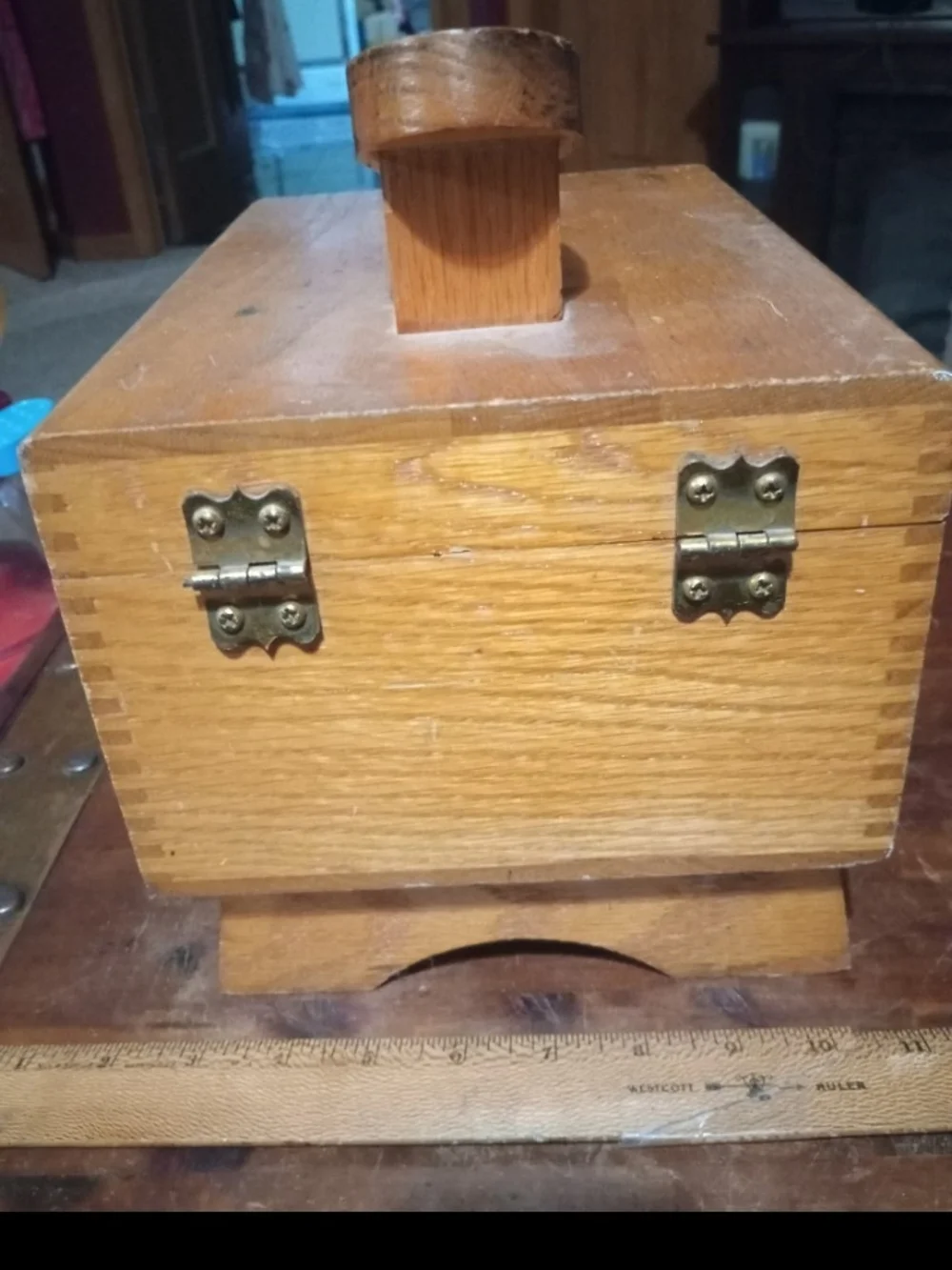Wooden Shoe Shine Box in Light Brown
